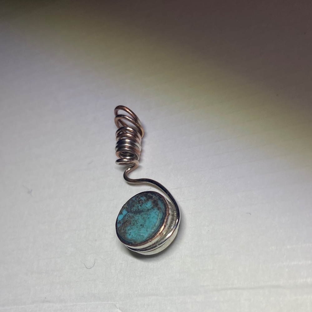 Turquoise Wire Wrapped Pendant - Picture 2 of 4